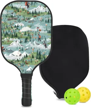 Custom Pickleball Paddle with 1 DIY Pickleball Racket, 2 Pickle Balls, 1 Paddle Cover, Hiking-BJ385 Pattern OR Your Own Design,Carbon Fiber,Honeycomb Polymer Core & Comfort Grip