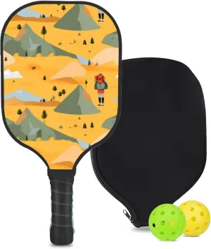 Custom Pickleball Paddle with 1 DIY Pickleball Racket, 2 Pickle Balls, 1 Paddle Cover, Hiking-BJ395 Pattern OR Your Own Design,Carbon Fiber,Honeycomb Polymer Core & Comfort Grip