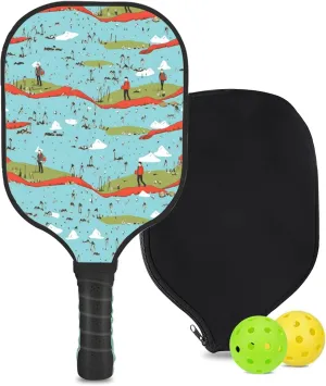 Custom Pickleball Paddle with 1 DIY Pickleball Racket, 2 Pickle Balls, 1 Paddle Cover, Hiking-BJ406 Pattern OR Your Own Design,Carbon Fiber,Honeycomb Polymer Core & Comfort Grip