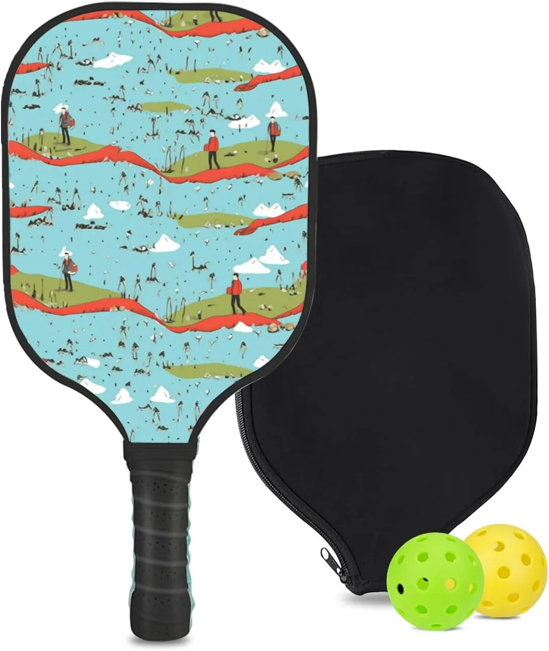Custom Pickleball Paddle with 1 DIY Pickleball Racket, 2 Pickle Balls, 1 Paddle Cover, Hiking-BJ406 Pattern OR Your Own Design,Carbon Fiber,Honeycomb Polymer Core & Comfort Grip