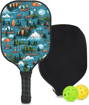 Custom Pickleball Paddle with 1 DIY Pickleball Racket, 2 Pickle Balls, 1 Paddle Cover, Hiking-BJ431 Pattern OR Your Own Design,Carbon Fiber,Honeycomb Polymer Core & Comfort Grip