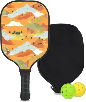 Custom Pickleball Paddle with 1 DIY Pickleball Racket, 2 Pickle Balls, 1 Paddle Cover, Hiking-BJ438 Pattern OR Your Own Design,Carbon Fiber,Honeycomb Polymer Core & Comfort Grip