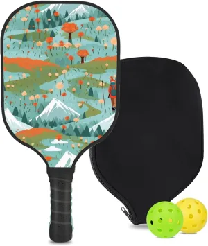 Custom Pickleball Paddle with 1 DIY Pickleball Racket, 2 Pickle Balls, 1 Paddle Cover, Hiking-BJ446 Pattern OR Your Own Design,Carbon Fiber,Honeycomb Polymer Core & Comfort Grip