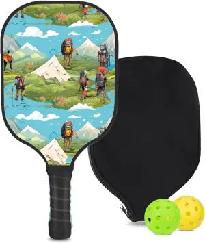 Custom Pickleball Paddle with 1 DIY Pickleball Racket, 2 Pickle Balls, 1 Paddle Cover, Hiking-BJ447 Pattern OR Your Own Design,Carbon Fiber,Honeycomb Polymer Core & Comfort Grip