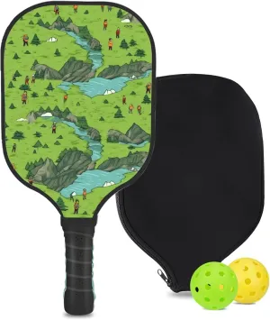 Custom Pickleball Paddle with 1 DIY Pickleball Racket, 2 Pickle Balls, 1 Paddle Cover, Hiking-BJ457 Pattern OR Your Own Design,Carbon Fiber,Honeycomb Polymer Core & Comfort Grip