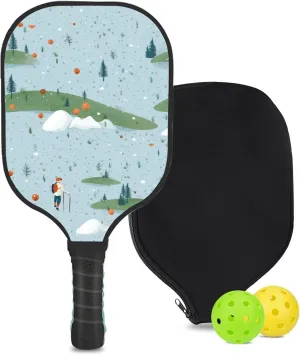 Custom Pickleball Paddle with 1 DIY Pickleball Racket, 2 Pickle Balls, 1 Paddle Cover, Hiking-BJ464 Pattern OR Your Own Design,Carbon Fiber,Honeycomb Polymer Core & Comfort Grip