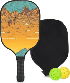 Custom Pickleball Paddle with 1 DIY Pickleball Racket, 2 Pickle Balls, 1 Paddle Cover, Hiking-BJ466 Pattern OR Your Own Design,Carbon Fiber,Honeycomb Polymer Core & Comfort Grip