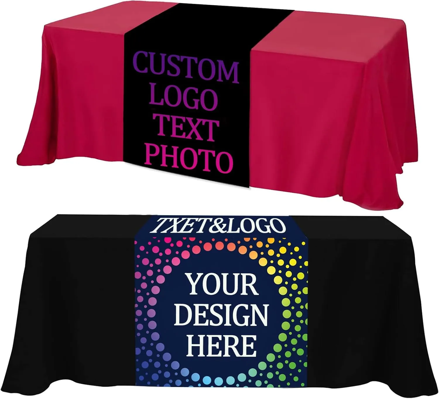 Custom Table Runner 13"x72" with Business Logo DIY Personalized Table Cloth with Logo or Your Text for Party birthdayTradeshow Events, Wedding, Christmas Decor