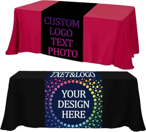 Custom Table Runner 13"x72" with Business Logo DIY Personalized Table Cloth with Logo or Your Text for Party birthdayTradeshow Events, Wedding, Christmas Decor