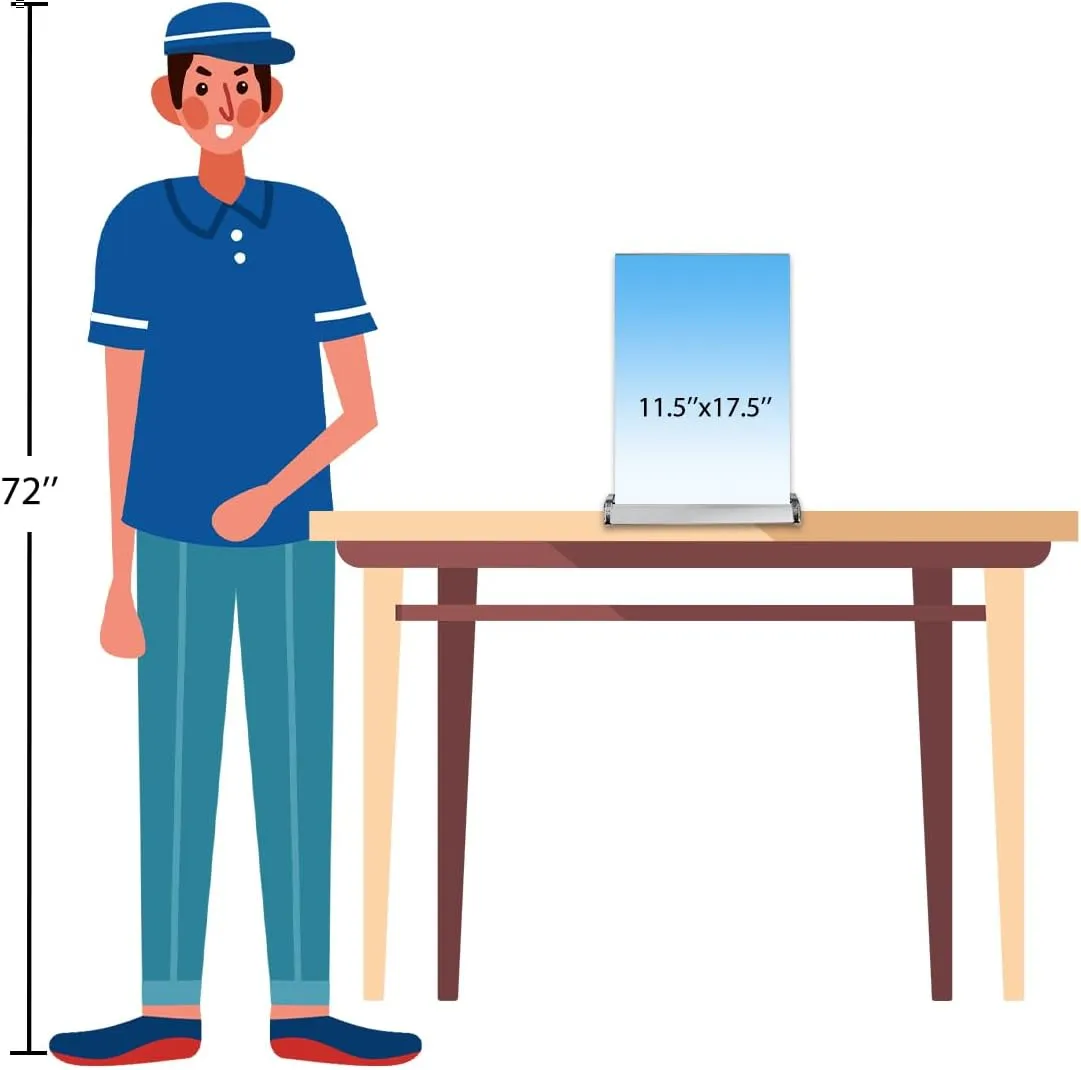 Custom Table Top Retractable Banner Display, 11.5" x 17.5", Custom Mini Roll-up Banner, Single or Double Sided, Pre-Assembled Stands, Full Color Printing, Table Sign