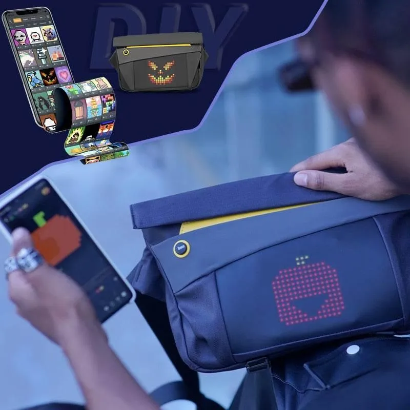 Custom Waterproof Messenger Bag - Pixel Art Design Bag