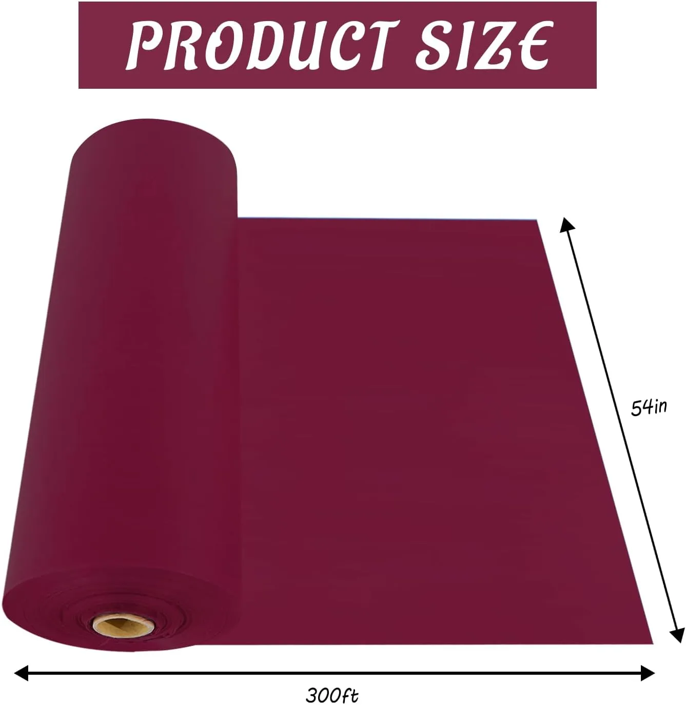 CXPSINC 54 Inch X 300 Feet Plastic Table Cover Roll Disposable Tablecloth with Slide Cutter for All Type/Shape Tables | Picnic, Party, Banquet, Birthdays, Weddings (Burgundy, 300 Feet)