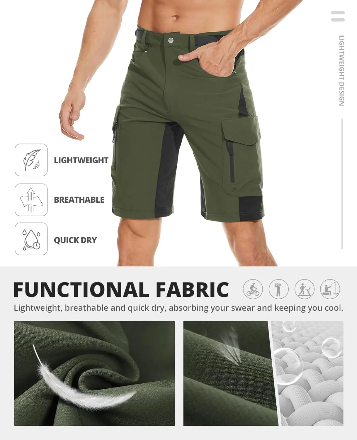 Cycorld Mens-Mountain-Bike-Shorts, Cycling, Hiking, Cargo, Outdoor Shorts