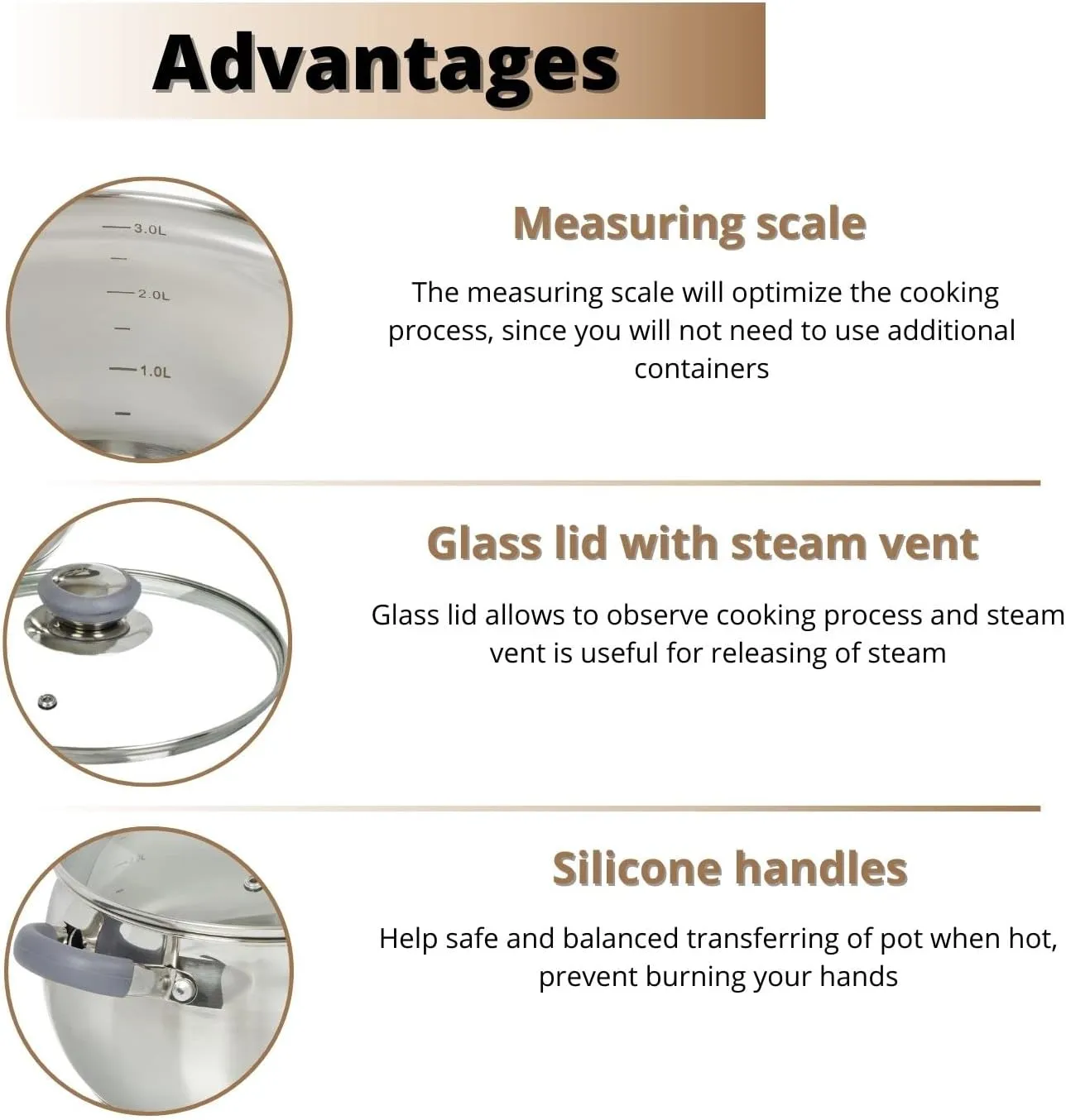 Daniks Modern 11-Piece Stainless Steel Induction Cookware Set – Dishwasher Safe Saucepan, Pots with Heatproof Handles, Glass Lids, Frying Pan with Lid, Silver