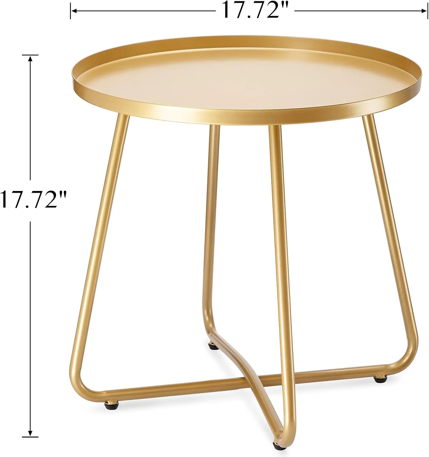 danpinera Outdoor Side Tables, Weather Resistant Steel Patio Side Table, Small Round Outdoor End Table Metal Side Table for Patio Yard Balcony Garden Bedside (Gold)