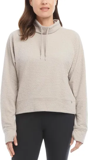 Danskin Women's Funnel Neck Textured Pullover Top