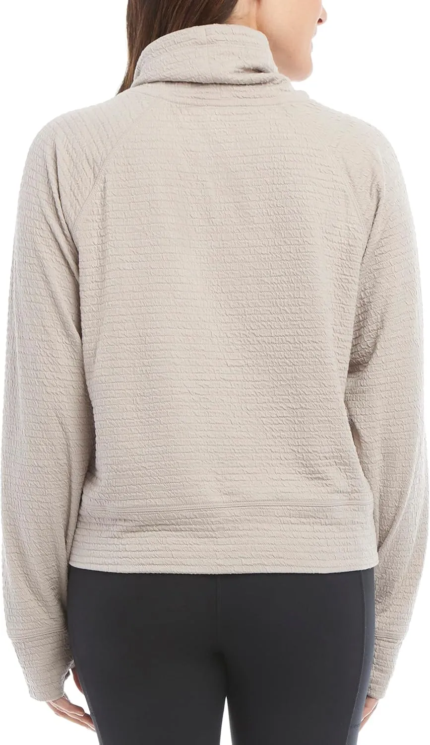 Danskin Women's Funnel Neck Textured Pullover Top
