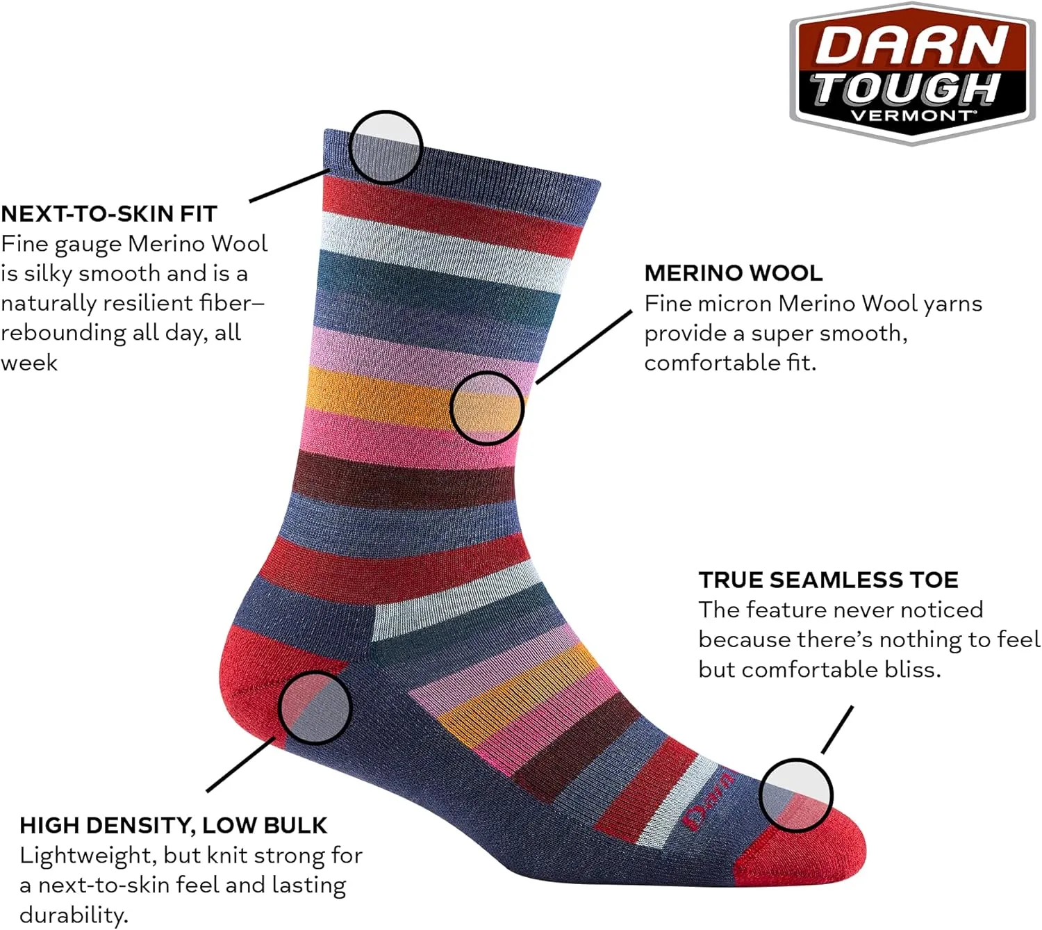Darn Tough Women's Phat Witch Crew Lightweight with Cushion Sock (Style 1644) -
