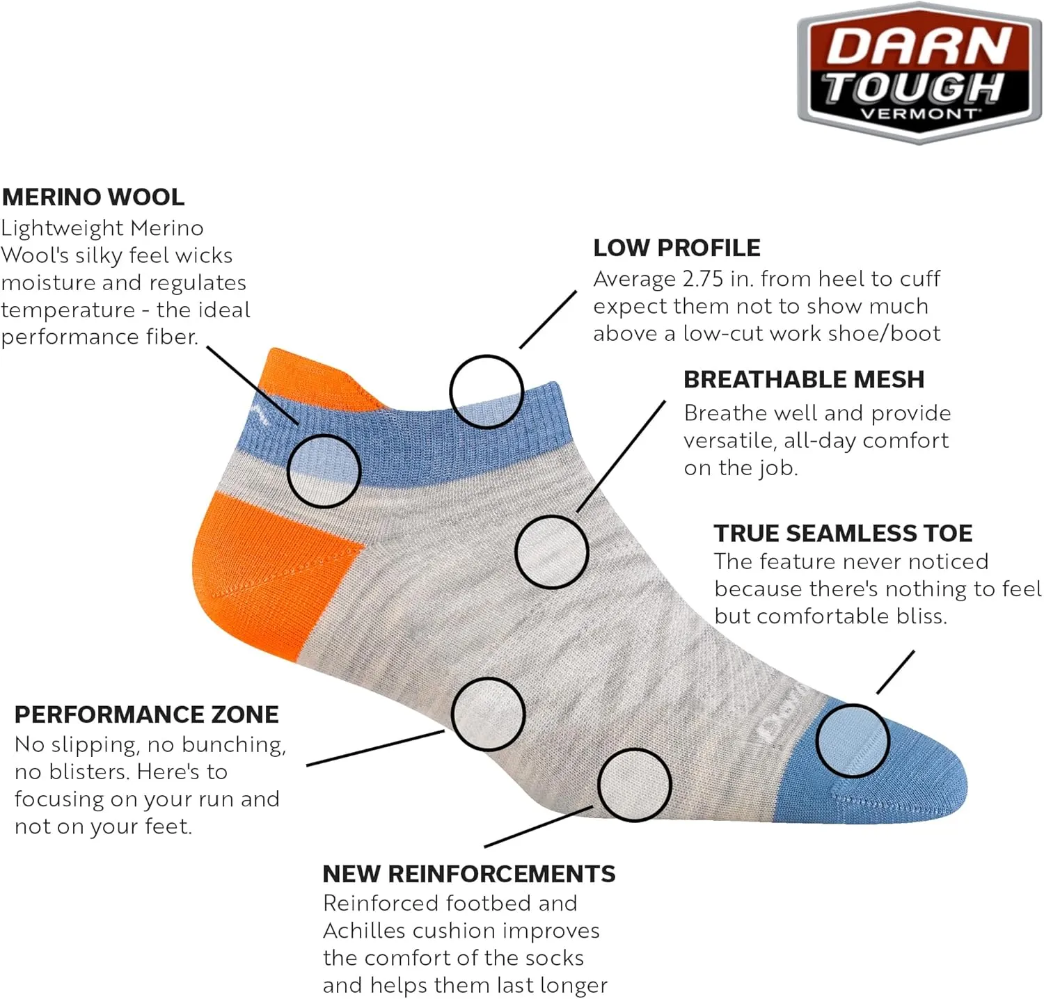Darn Tough Women's Run No Show Tab Ultra-Lightweight Sock (Style 1043)