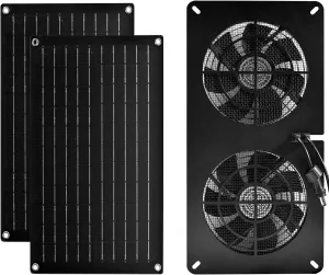 DC HOUSE 20W Solar Powered Exhaust Fan for Chicken Coops Greenhouses Sheds Pet Houses and Windows Waterproof and Easy Plug and Play Installation