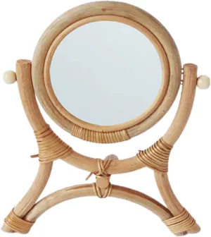 Decorative Makeup Mirror Indoor Desktop Mirror Rattan Rack Table Top Rattan Make up Bedroom