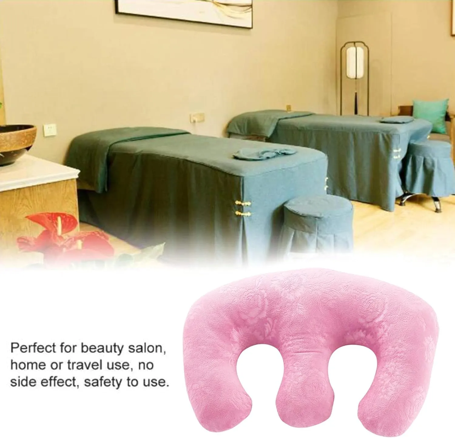 Detachable Chest Soft Pillow Support Pad Pillow Women Bolster for Spa Beauty Salon Massage Table (Pink)