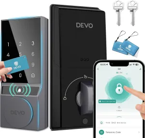 Devo G4 Smart Lock, Keyless Entry Door Lock for Front Door, Bluetooth Smart Deadbolt, App Remote Control, Digital Smart Door Locks, Electronic Touchscreen Keypad, Auto Lock, Easy Installation(Gray)