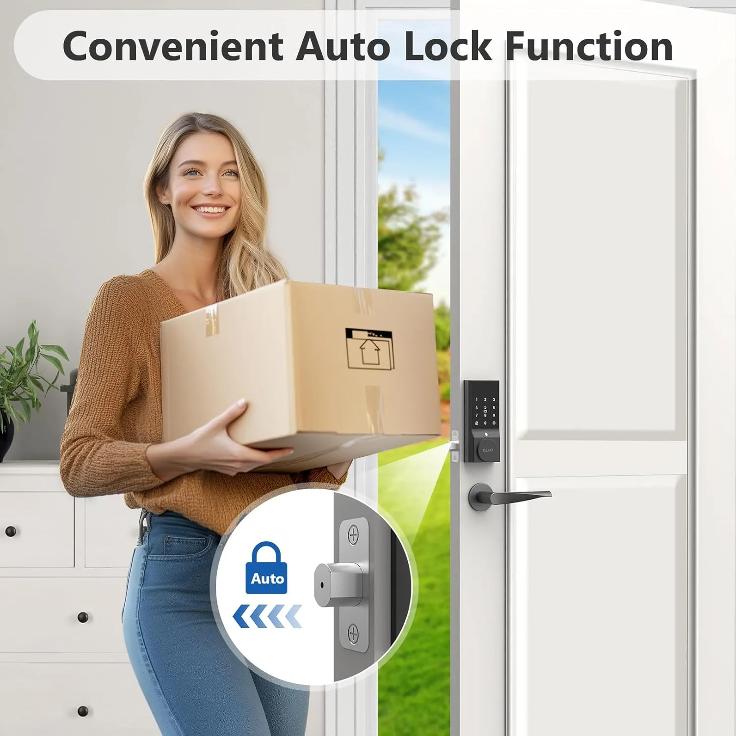 Devo G4 Smart Lock, Keyless Entry Door Lock for Front Door, Bluetooth Smart Deadbolt, App Remote Control, Digital Smart Door Locks, Electronic Touchscreen Keypad, Auto Lock, Easy Installation(Gray)