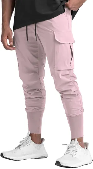 DIOTSR Mens Lightweight Joggers Pants, Cargo Athletic Sweatpants for Men, Slim Workout Pants with Pockets