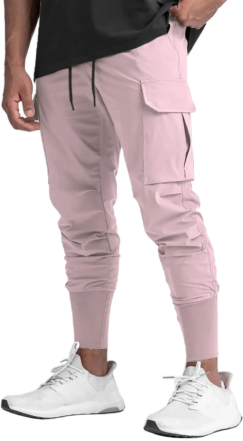 DIOTSR Mens Lightweight Joggers Pants, Cargo Athletic Sweatpants for Men, Slim Workout Pants with Pockets