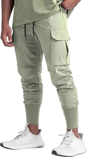 DIOTSR Mens Lightweight Joggers Pants, Cargo Athletic Sweatpants for Men, Slim Workout Pants with Pockets
