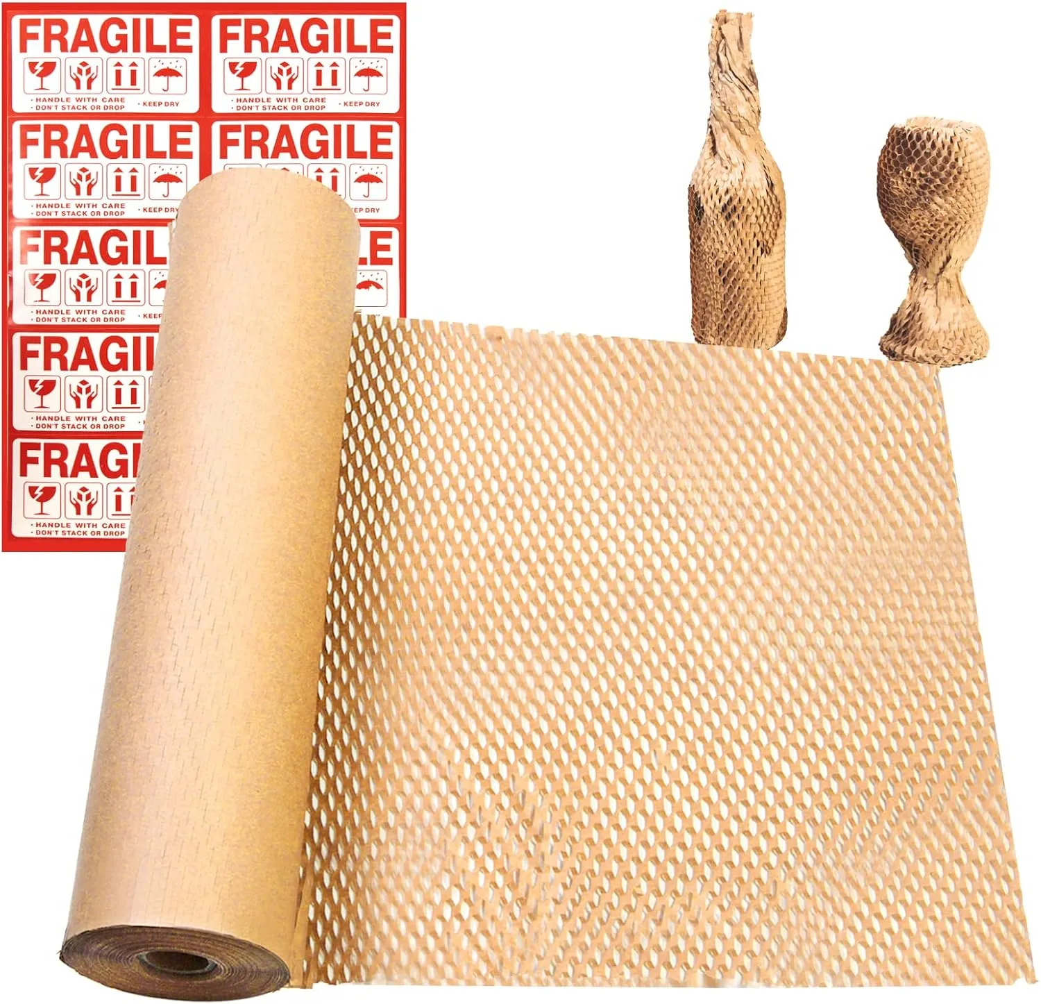 Dish Packing Kit Moving Supplies for Dishes and Plates 12"x200' Great Alternative to Bubble Cushion Wrap 80GSM Eco Friendly Moving Paper for Fragile Items Recyclable Honeycomb Packing Paper Sheet