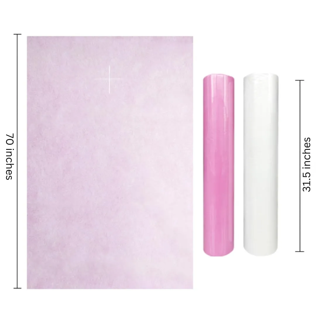 Disposable Non Woven Bed Sheet 31.5" X 70" 30 Gram For Massage, Spa, Beauty, Exam tables, Disposable Bed Roll (Pink) (1 Roll)