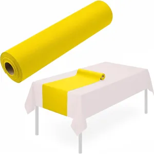 Disposable Table Runners for Dining Tables 16" x 48", Pack of 20, Bright Yellow Linen-Like Paper Table Runners for Parties, Weddings, Events