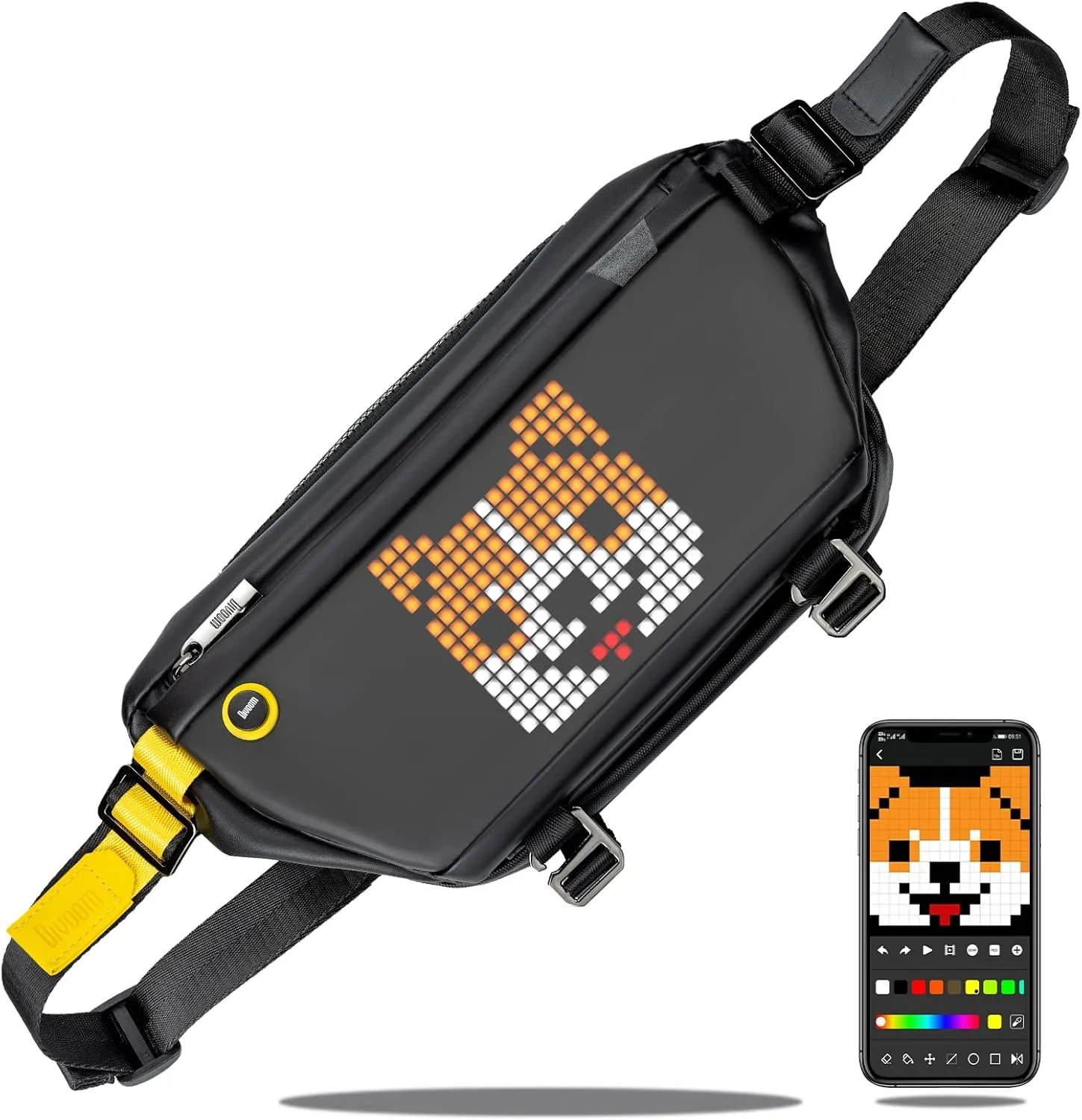 Divoom Sling Bag with LED Display, Crossbody Waterproof Shoulder Chest Backpack Cycling Travel Daypack for Men Women