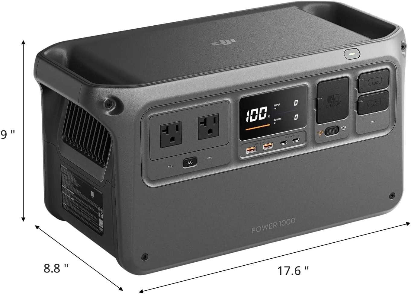 DJI Power 1000 Portable Power Station, 1024Wh LiFePO4 Battery, 2200W (Peak 2600W) AC/140W USB-C Output, 23db Ultra-Silent, Solar Generator For Home Backup, Camping(Solar Panel Optional)