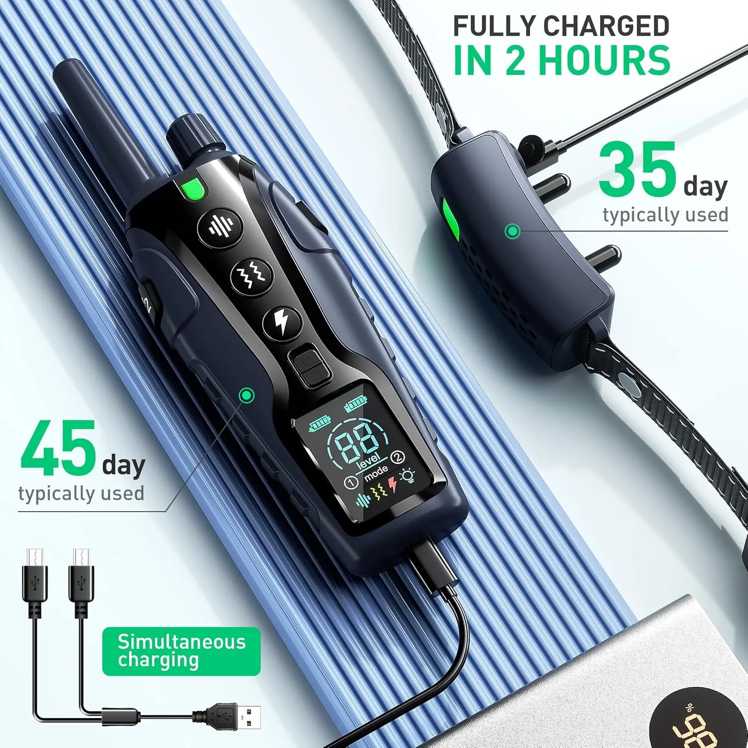 Dog Shock Collar - 4000FT Dog Training Collar with Remote Waterproof e Collar with Flashing Light, Adjustable Pitch Beep(1-8), Vibration(1-16), Safe Shock(1-99), and Keypad Lock