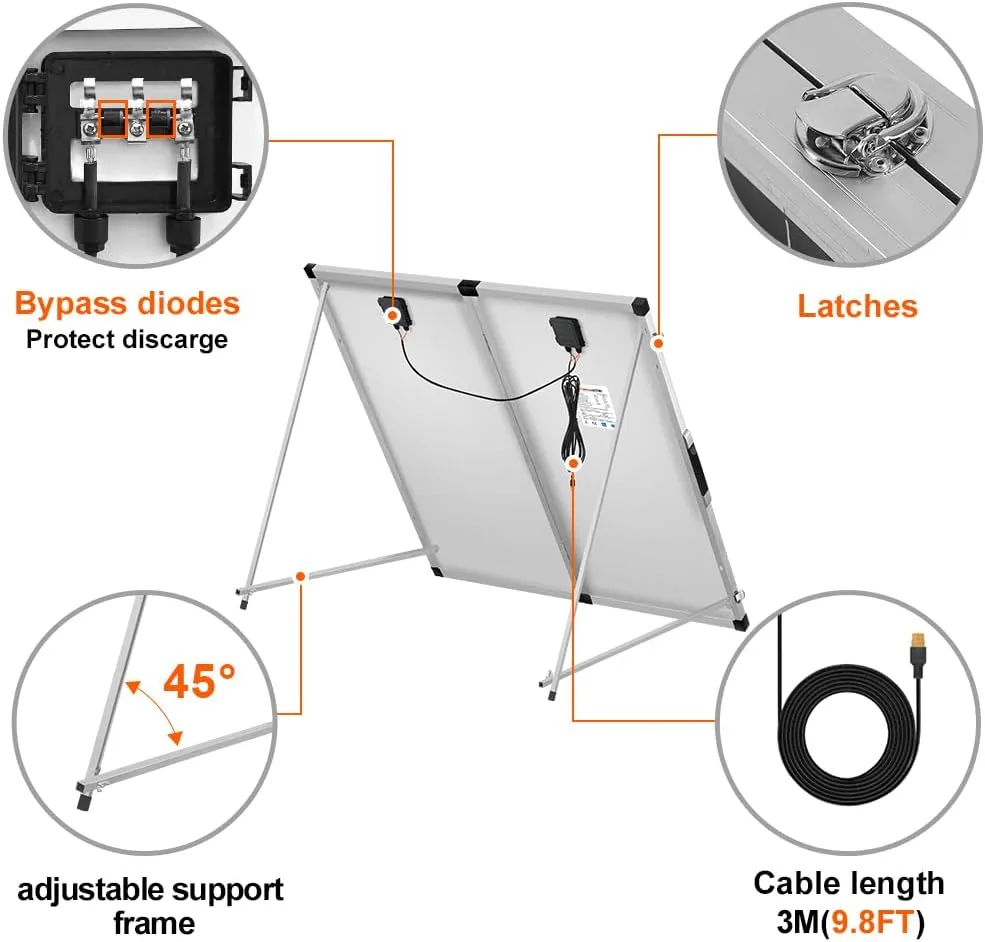 DOKIO Portable Foldable 150W 18v Solar Suitcase Monocrystalline, Folding Solar Panel Kit with Controller to Charge 12 Volts Batteries (AGM Lead/Acid Types Vented Gel) RV Camping Boat