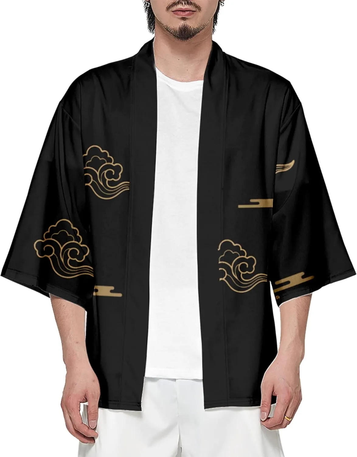 DOSLAVIDA Men's Japanese Style Kimono Set Lightweight Open Front Cardigan Suits Stylish Two Piece Summer Beach Outfits