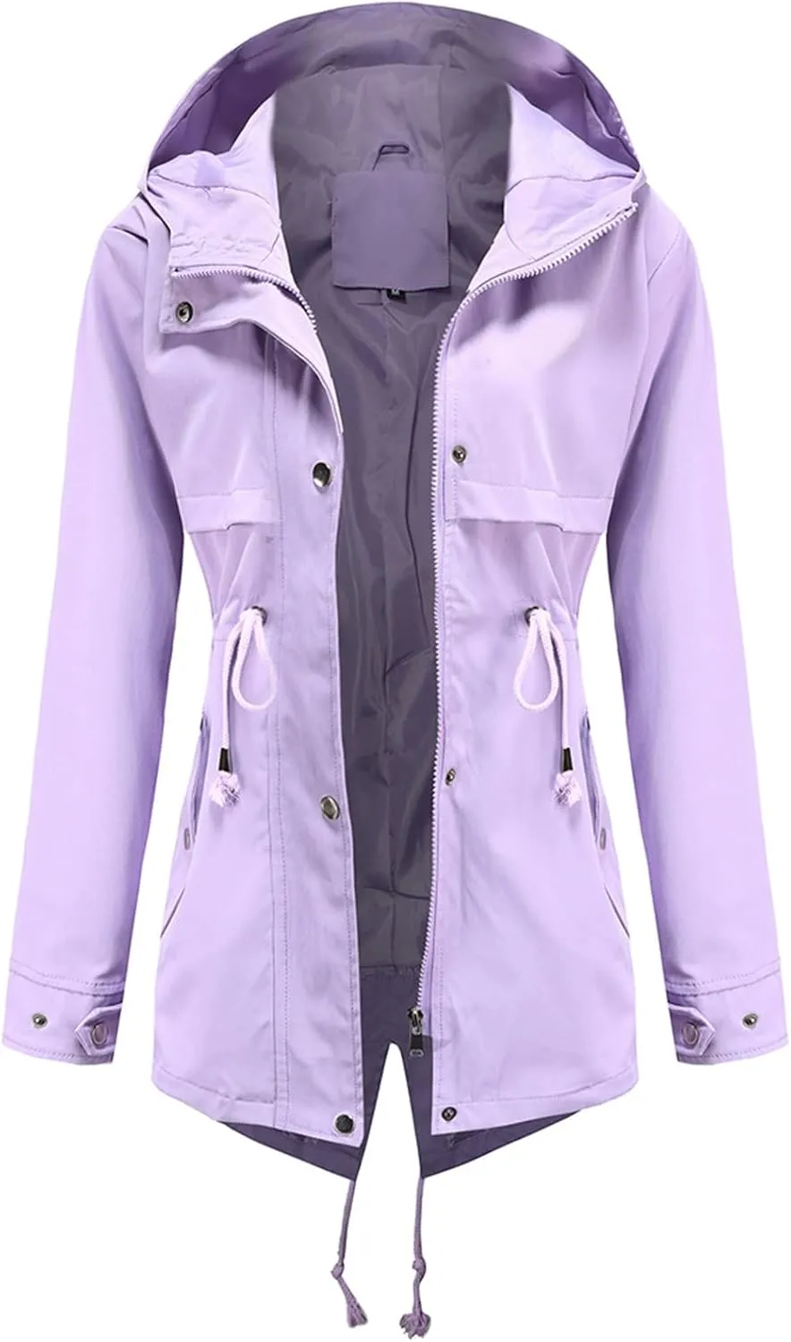 DOSLAVIDA Women's Rain Jacket Waterproof Hooded Windbreaker Lightweight Trench Coat Active Outdoor Raincoat With Hood