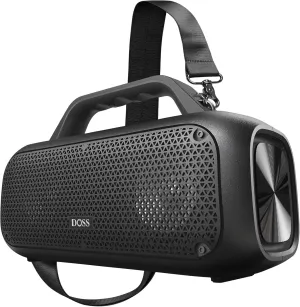 DOSS Extreme Boom Outdoor Bluetooth Speaker with 60W Mighty Sound, Deep Bass, 30H Playtime,10400mAh Power Bank, BT 5.3, IPX6 Waterproof, Portable Strap for Camping, Pool, Beach, Garage, Work