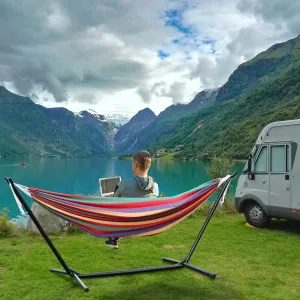 Double Hammock Stand for 2-Person – Heavy-Duty Steel Frame with Carry Bag, Indoor/Outdoor Use