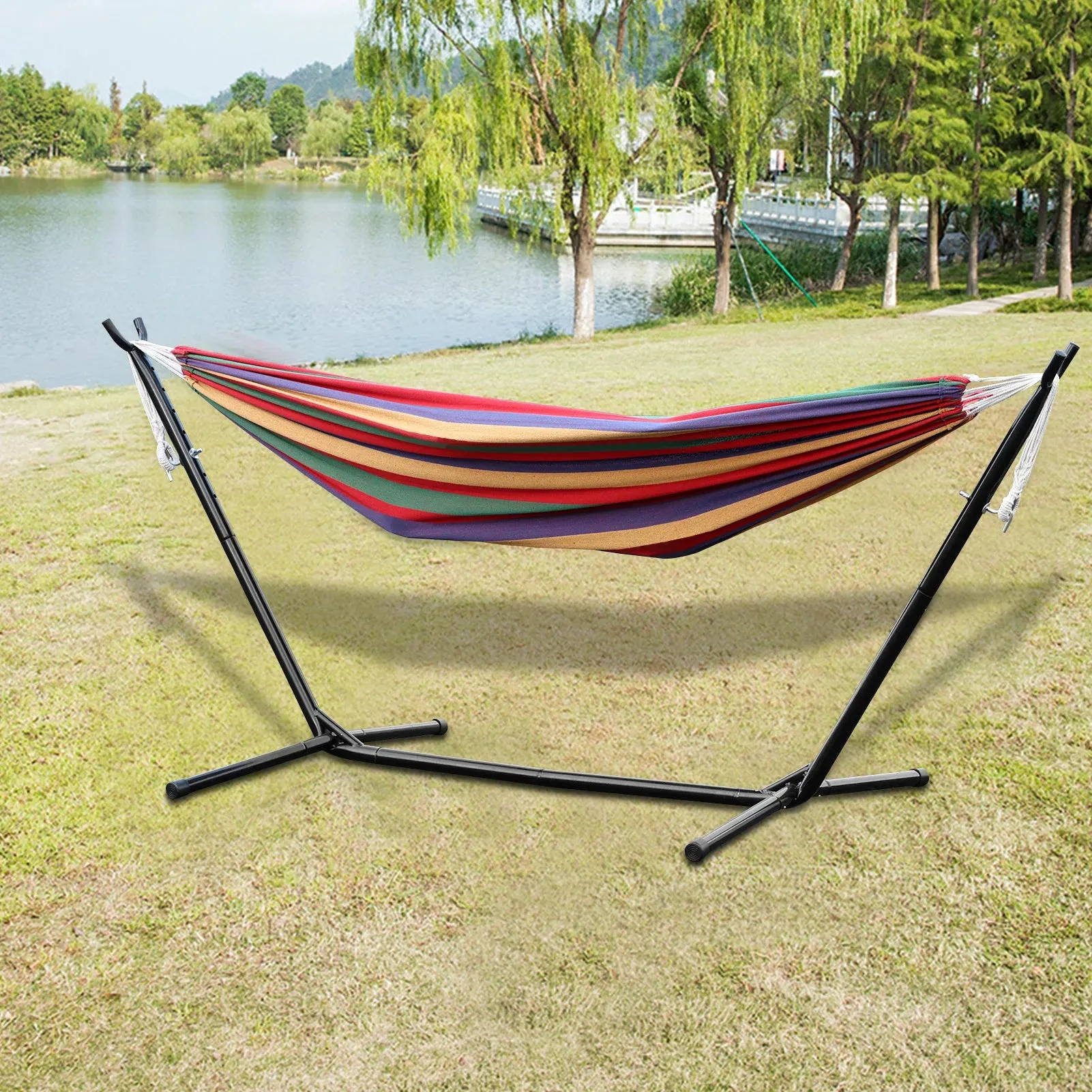 Double Hammock Stand for 2-Person – Heavy-Duty Steel Frame with Carry Bag, Indoor/Outdoor Use