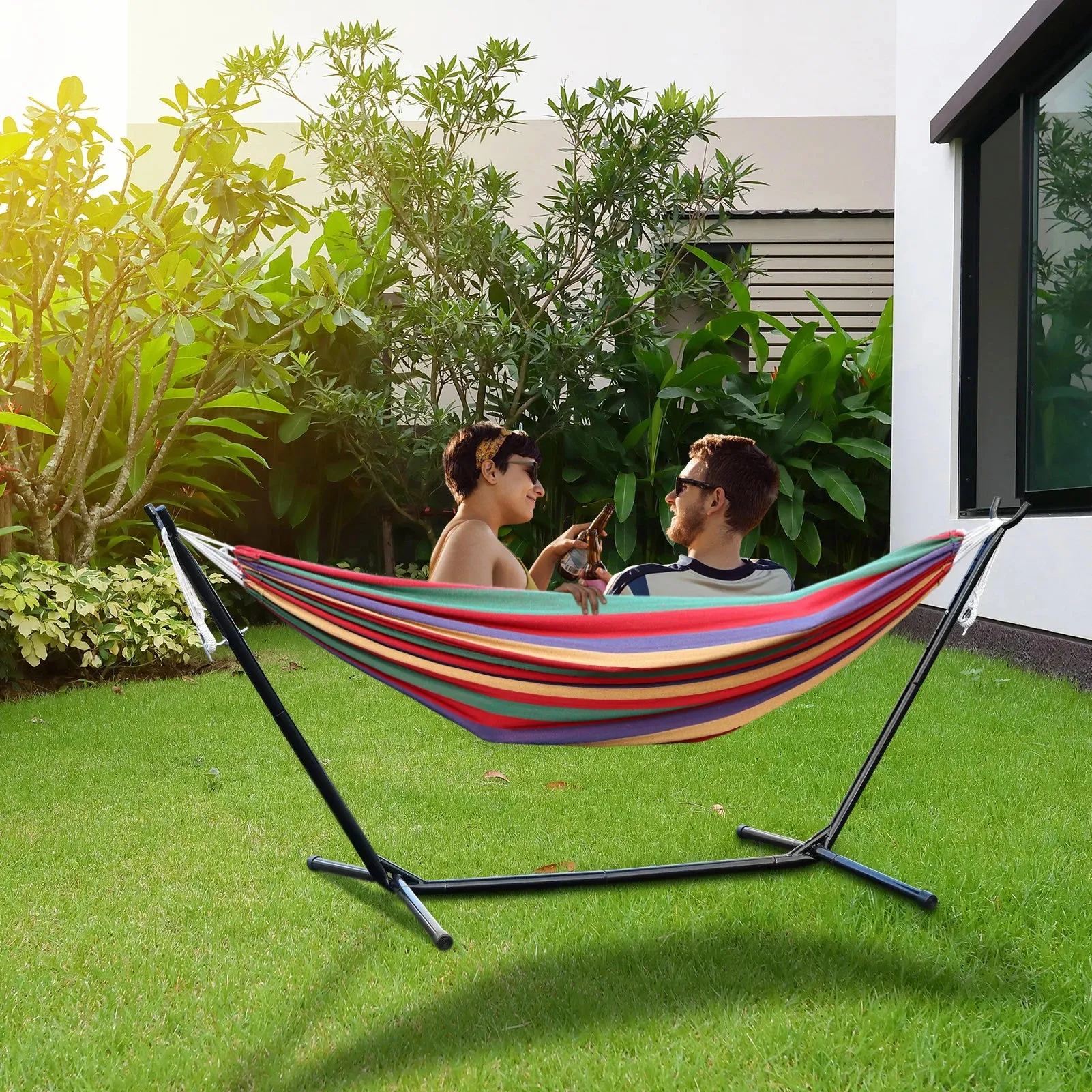 Double Hammock Stand for 2-Person – Heavy-Duty Steel Frame with Carry Bag, Indoor/Outdoor Use