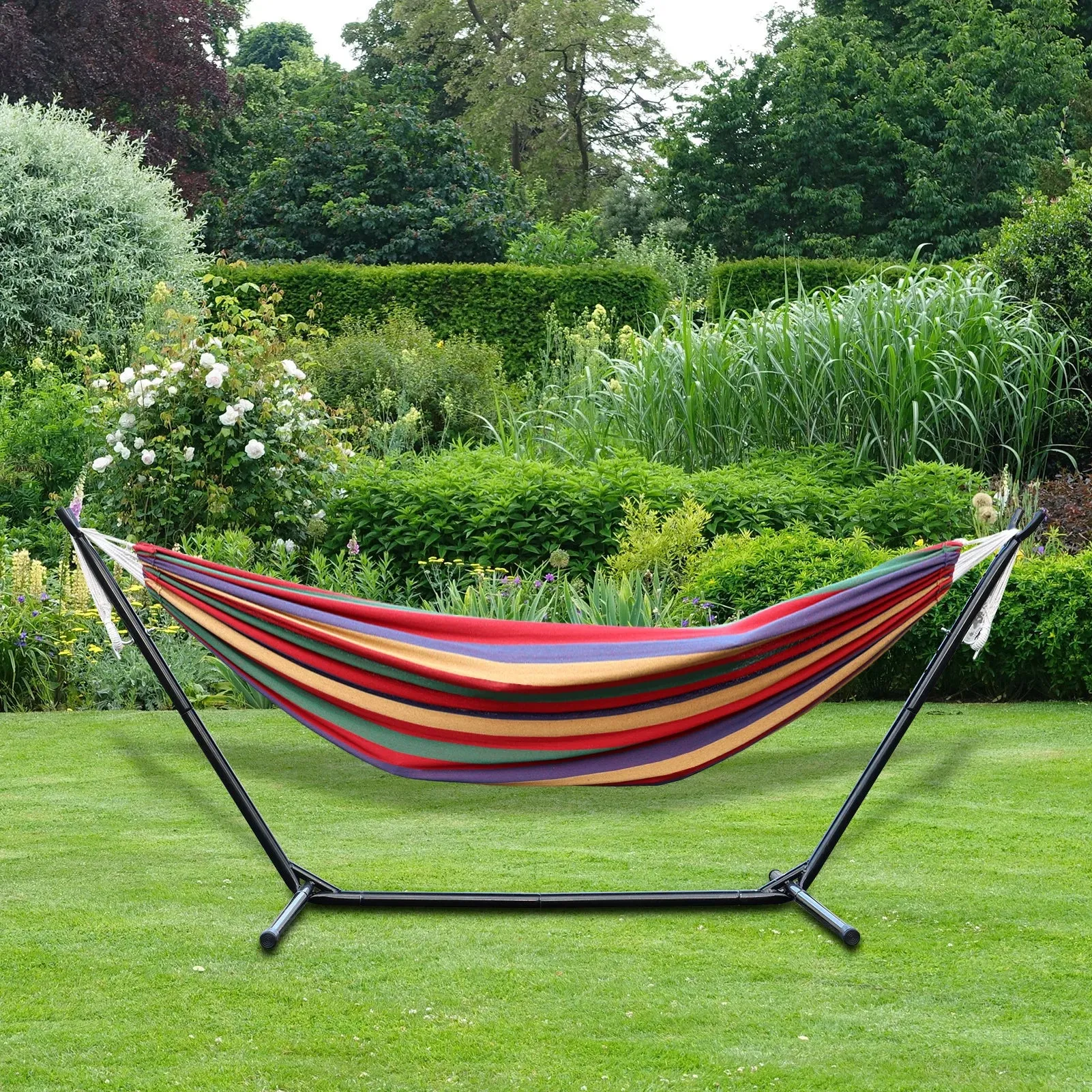 Double Hammock Stand for 2-Person – Heavy-Duty Steel Frame with Carry Bag, Indoor/Outdoor Use