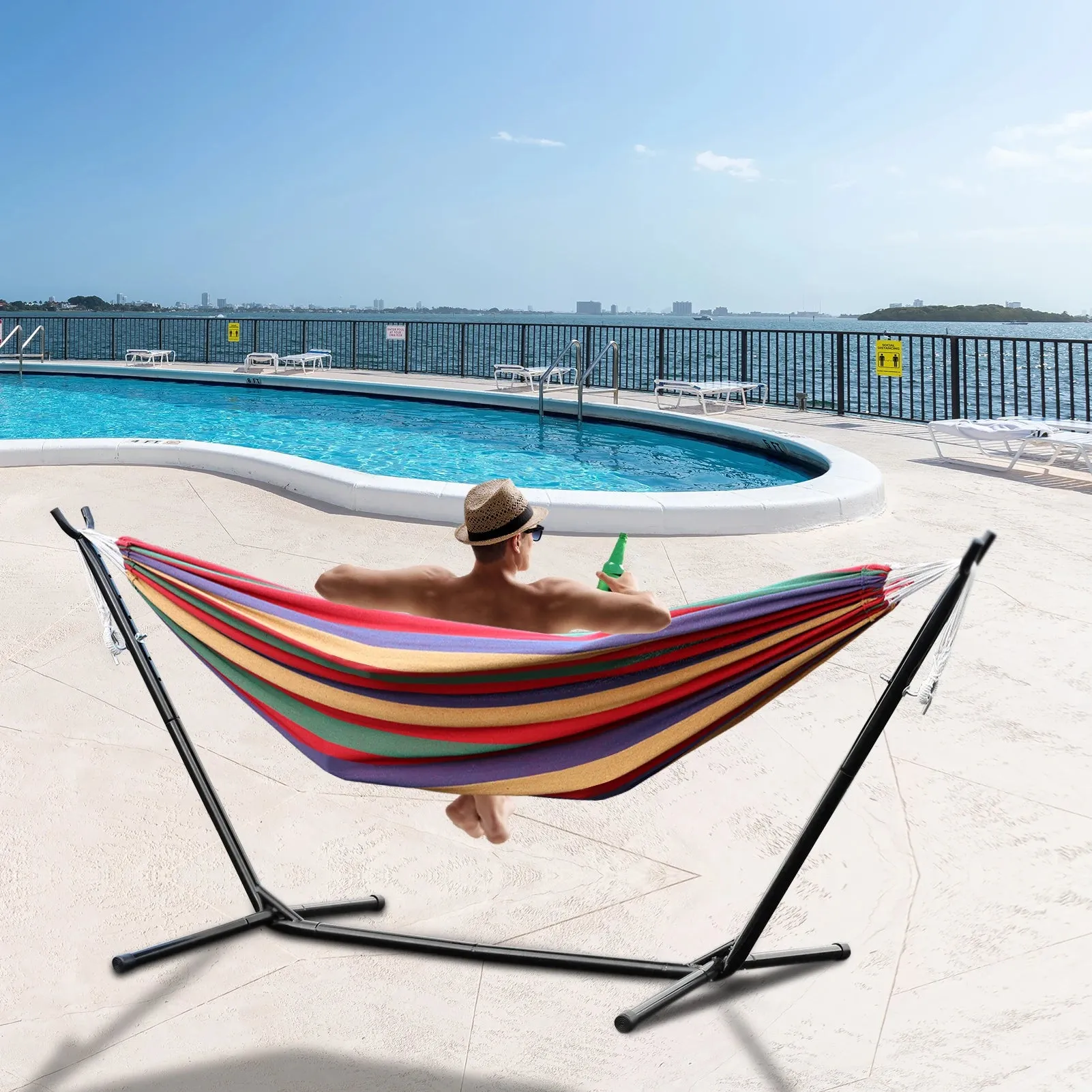 Double Hammock Stand for 2-Person – Heavy-Duty Steel Frame with Carry Bag, Indoor/Outdoor Use