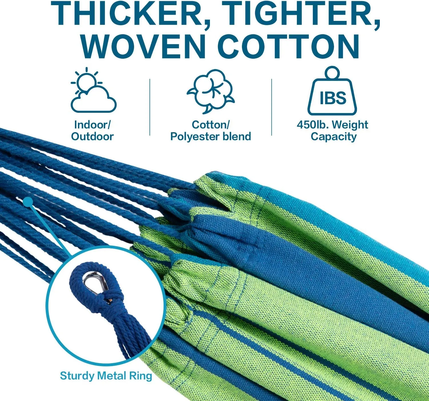 Double Hammock with Detachable Stand Includes Portable Carrying Bag 450 lb Capacity