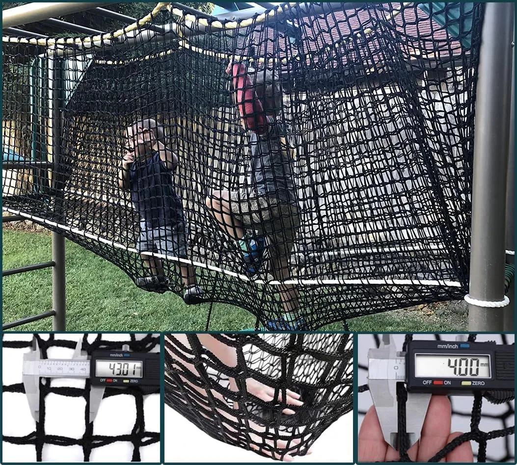 Double Layer Safety Netting, Kids Climbing Game Protection Net for Backyard Playground, Suspension Bridge Fence Net, Children's Bedroom Patio Hammock Net(Size:9.8x9.8FT(3x3M),Color:Black)