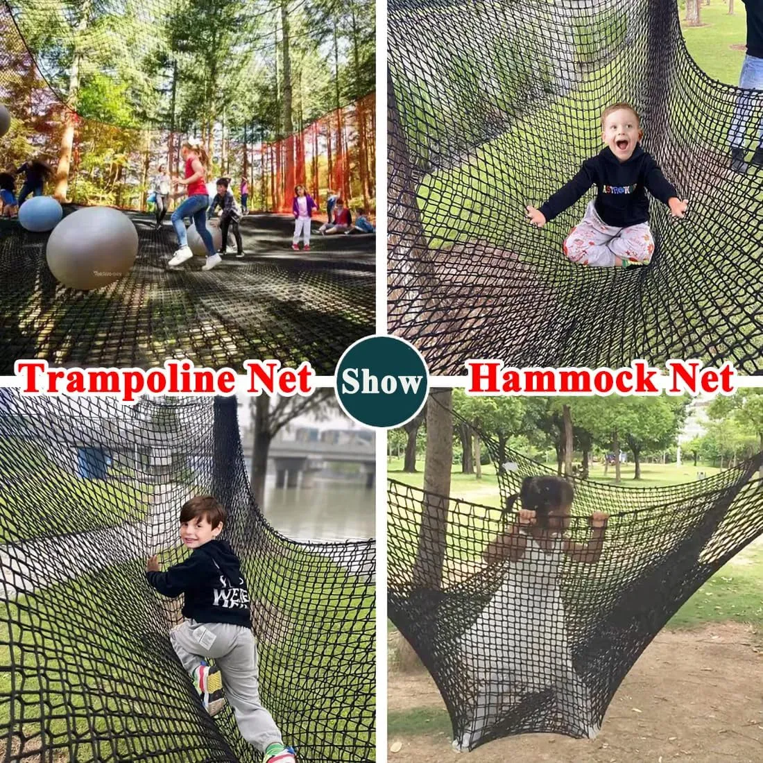 Double Layer Safety Netting, Kids Climbing Game Protection Net for Backyard Playground, Suspension Bridge Fence Net, Children's Bedroom Patio Hammock Net(Size:9.8x9.8FT(3x3M),Color:Black)