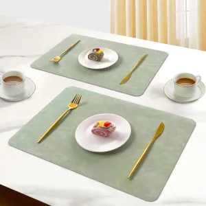 Double-Sided Reversible Placemats Set of 4, Heat Stain Non-Slip Waterproof Oil-Proof Washable Wipeable Table Mats Outdoor Indoor for Dining Patio Table Kitchen Decor (Avocado Green)